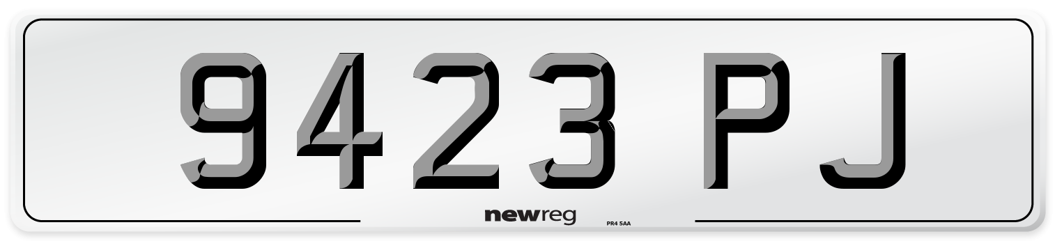 9423 PJ Number Plate from New Reg